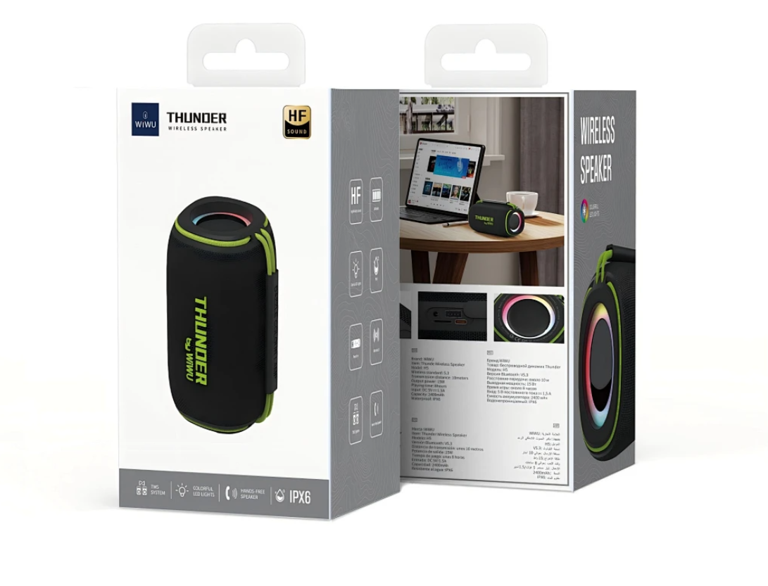Wiwu WiWU Thunder Wireless Portable Speaker H5 Black