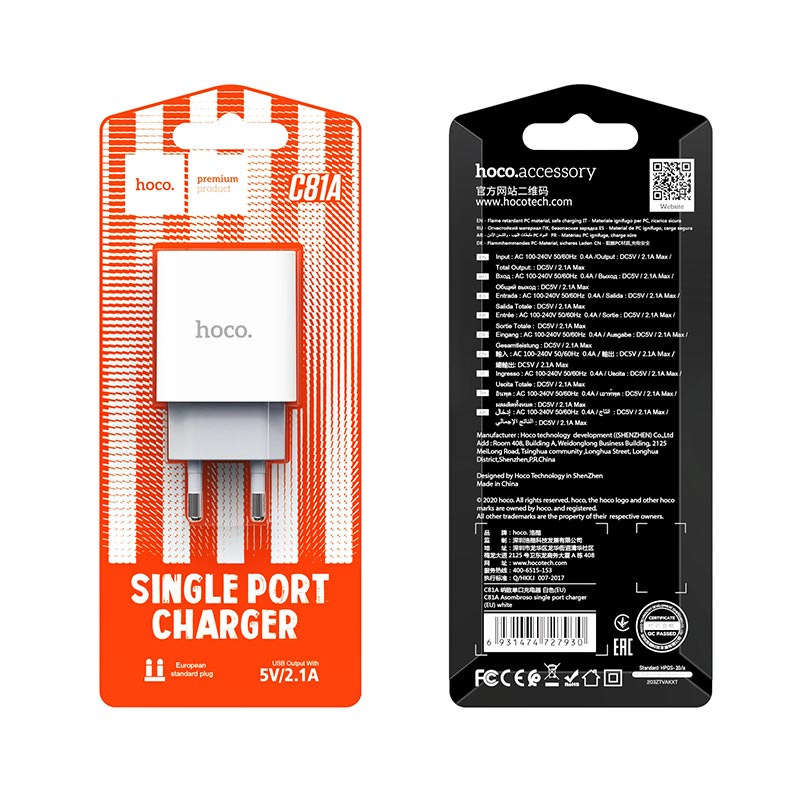 Hoco C81A Asombroso single port charger (EU)