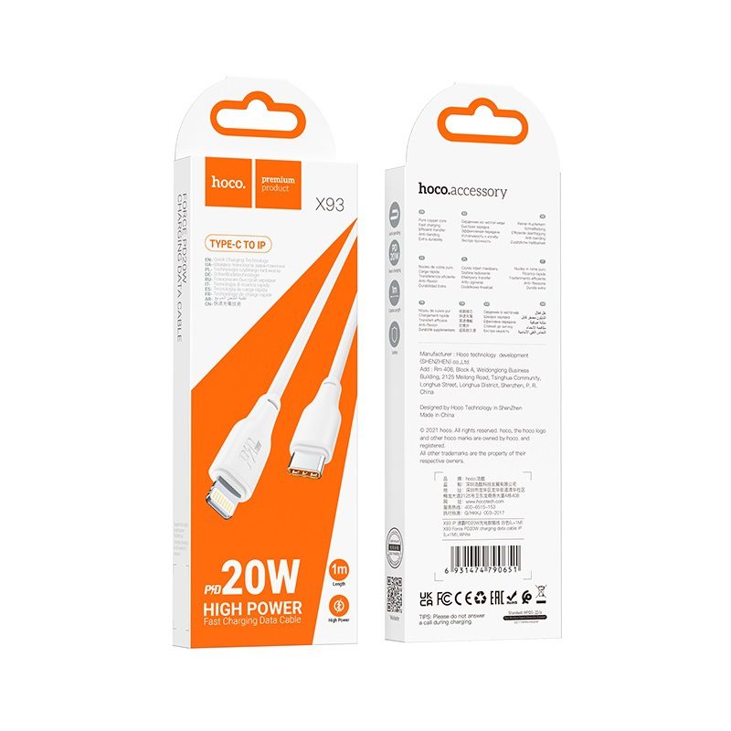 Hoco X93 PD20W charging data cable iPhone(L=2M)