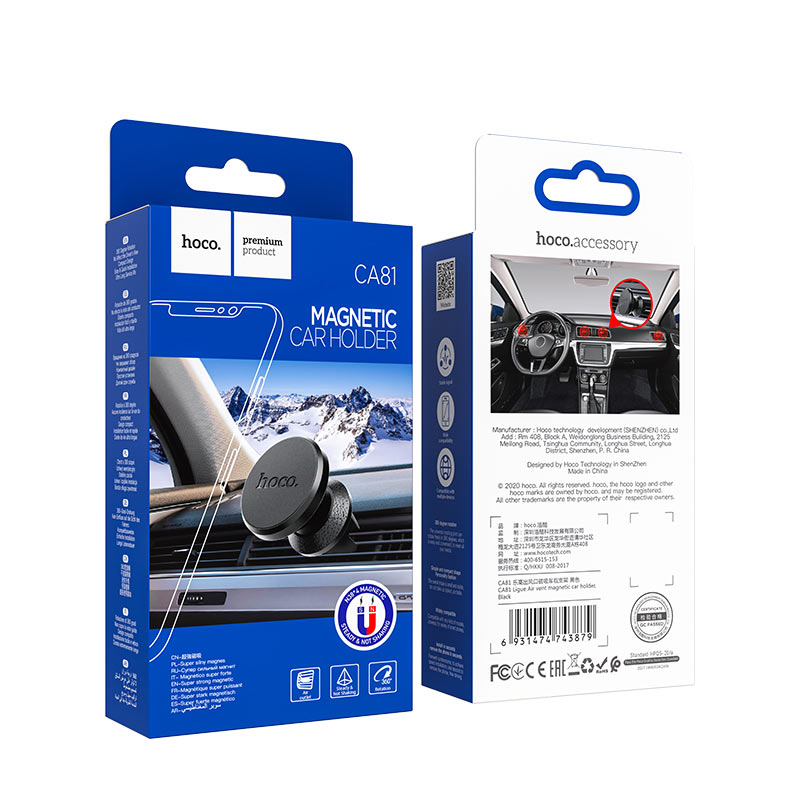 Hoco CA81 Lique Air vent magnetic car holder black