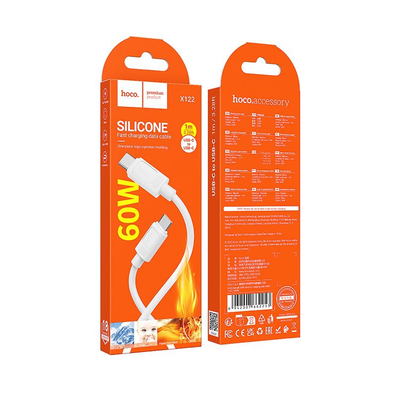 Hoco X122 Benefit 60W silicone charging data cable C to C